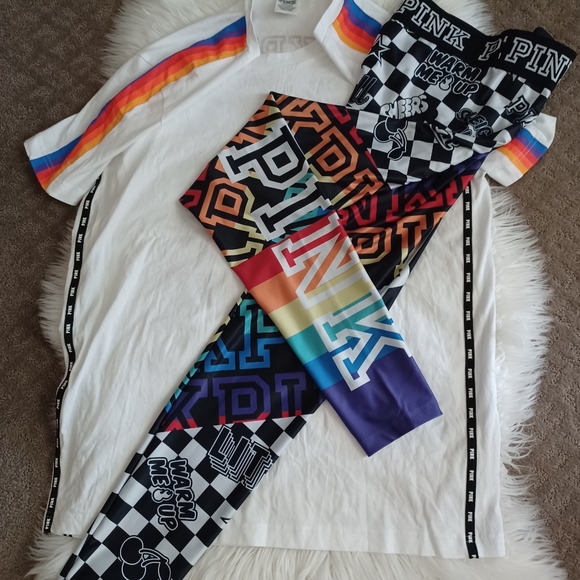 RARE HTF VS PINK LG SHIRT 2018, MED LEGGINGS GORGEOUS OUTFIT - Picture 4 of 16